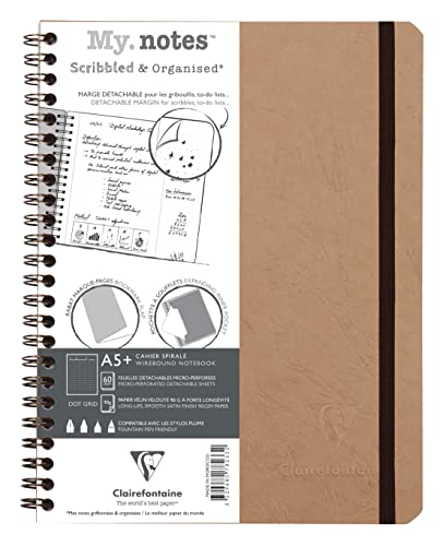 Clairefontaine 78233C - Age Bag My.Notes Spiralheft mit abtrennbaren Rändern, 16x21cm, 60 Blatt 90g DOT Braun, 1 Stück von Clairefontaine