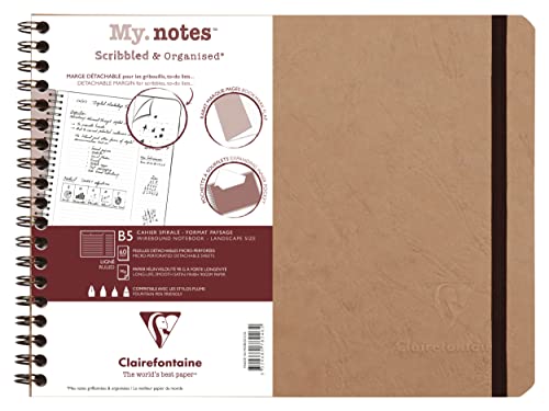 Clairefontaine 78246C - Age Bag My.Notes Spiralbuch mit abtrennbaren Rändern, 25x19cm, 60 Blatt 90g liniert Braun, 1 Stück von Clairefontaine