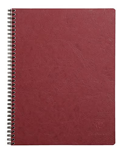 Clairefontaine 782522C - Collegeblock / Heft Age Bag mit Doppelspirale, DIN A4+ 80 Blatt abtrennbar, perforiert, 4-fach gelocht, kariert, Rot, 1 Stück von Clairefontaine