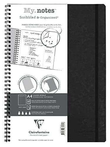 Clairefontaine 783431C - Age Bag My.Notes Spiralbuch mit abtrennbaren Rändern, 21x29,7cm, 60 Blatt 90g DOT Schwarz, 1 Stück von Clairefontaine