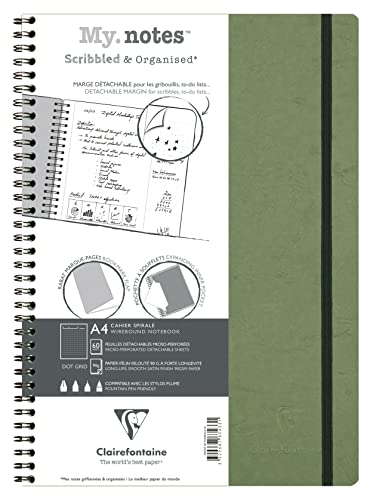 Clairefontaine 783433C - Age Bag My.Notes Spiralbuch mit abtrennbaren Rändern, 21x29,7cm, 60 Blatt 90g DOT Grün, 1 Stück von Clairefontaine