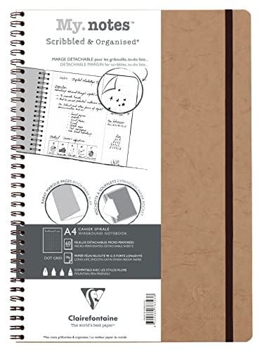 Clairefontaine 78343C - Age Bag My.Notes Spiralbuch mit abtrennbaren Rändern, 21x29,7cm, 60 Blatt 90g DOT Braun, 1 Stück von Clairefontaine