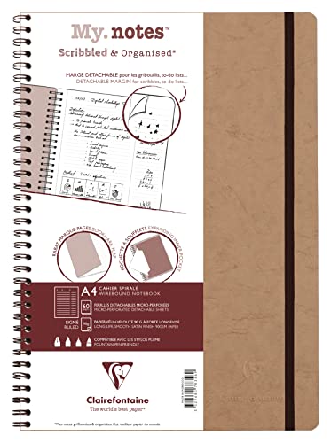 Clairefontaine 78346C - Age Bag My.Notes Spiralbuch mit abtrennbaren Rändern, 21x29,7cm, 60 Blatt 90g liniert Braun, 1 Stück von Clairefontaine