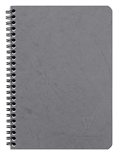 Clairefontaine 785365C Agebag Spiralbuch (DIN A5, 14,8 x 21 cm, 50 Blatt, liniert, Doppelspiralbindung, praktisch für unterwegs, robust und belastbar) 1 Stück grau von Clairefontaine