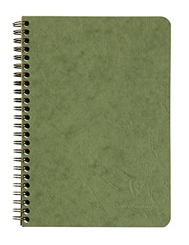 Clairefontaine 785663C Spiralbuch (DIN A5, 14,8 x 21 cm, Age Bag liniert, 3 Taschen, 60 Blatt) 1 Stück grün von Clairefontaine