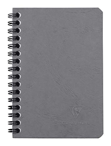 Clairefontaine 785925C Agebag Spiralbuch (9,5 x 14 cm, 50 Blatt, kariert, Doppelspiralbindung, praktisch für unterwegs, robust und belastbar) 1 Stück grau von Clairefontaine