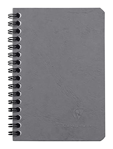 Clairefontaine 785965C Agebag Spiralbuch (9,5 x 14 cm, 50 Blatt, liniert, Doppelspiralbindung, praktisch für unterwegs, robust und belastbar) 1 Stück grau von Clairefontaine