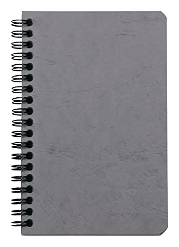 Clairefontaine 786165C Spiralbuch Agebag, 11 x 17 cm, 60 Blatt, liniert, heraustrennbar, praktisch für unterwegs, Innentasche, Doppelspiralbindung, 1 Stück, grau von Clairefontaine