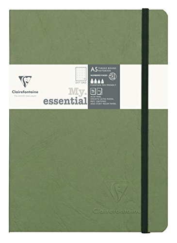 Clairefontaine 793433C Notizbuch AgeBag My Essentials, DIN A5, 14,8 x 21 cm, 96 Blatt, dot, nummeriert, 90g, 1 Stück, grün von Clairefontaine