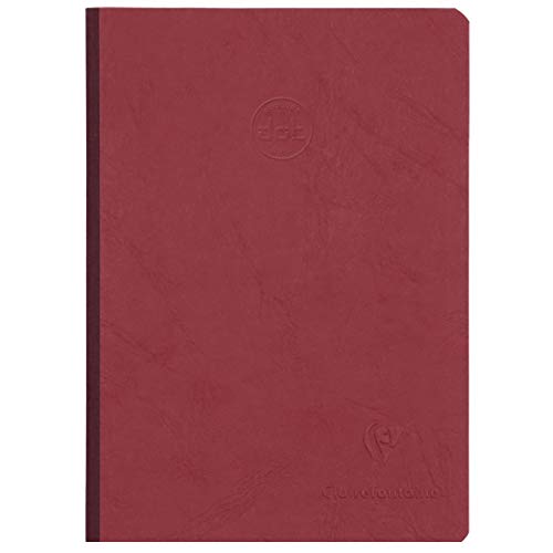 Clairefontaine 795432C Notizbuch, genäht, Rückseite aus Leinen, Rot, A5, 14,8 x 21 cm, 192 Seiten, DOT, helles Papier, Weiß, 90 g, glänzend, Ledermaserung – Kollektion Age Bag von Clairefontaine