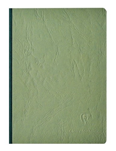 Clairefontaine 795463C - Notizbuch / Kladde Age Bag DIN A5 14,8x21 cm, liniert 96 Blatt, 90g, geleimt mit Lederstruktur, mit bedruckten Vorsatzblättern, Grün, 1 Stück von Clairefontaine