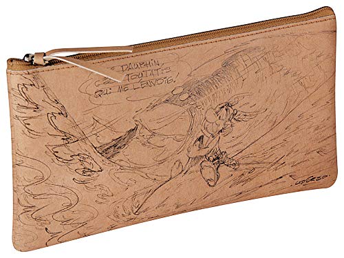 Clairefontaine 813018C - Flaches Schlampermäppchen mit Skizzen aus PU 11x22 cm ''Toutatis", Kraft Beige, 1 Stück von Clairefontaine