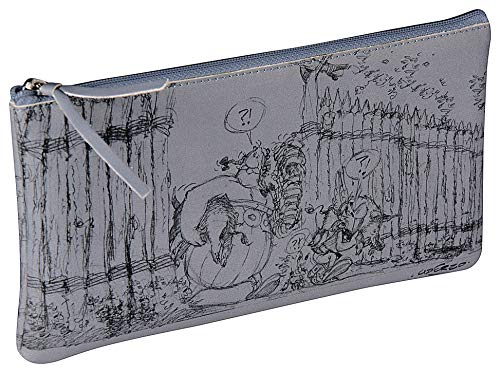 Clairefontaine 813021C - Flaches Schlampermäppchen mit Skizzen aus PU 11x22 cm ''Asterix & Obelix", Kraft Grau, 1 Stück von Clairefontaine