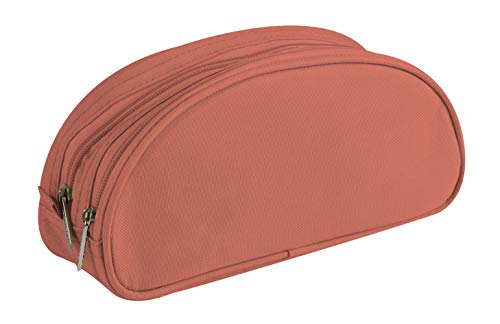 Clairefontaine 8343C Schlampermäppchen (Textil, 2 Reißverschlüsse, oval, 22 x 8 x 10cm, Lasche aus Metall) 1 Stück rosa von Clairefontaine
