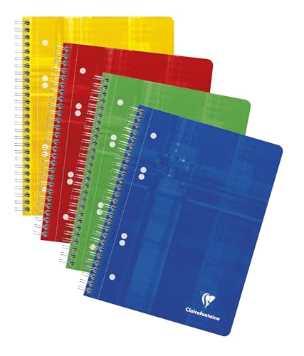 Clairefontaine 8570C - Packung mit 5 Collegeblöcken DIN A5 mit Ringbuchlochung, 6-fach gelocht, 80 Blatt blanko, 90g, farbig sortiert, 1 Pack von Clairefontaine