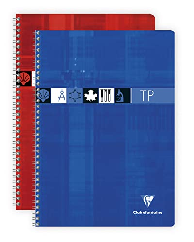 Clairefontaine 8937C - Schulheft / Praxisarbeitsheft DIN A4 21x29,7cm, mit Doppelspirale 40 Blatt französische Lineatur 90g + blanko Zeichenpapier 125g für technische Zeichnen farbig sortiert, 1 Stück von Clairefontaine