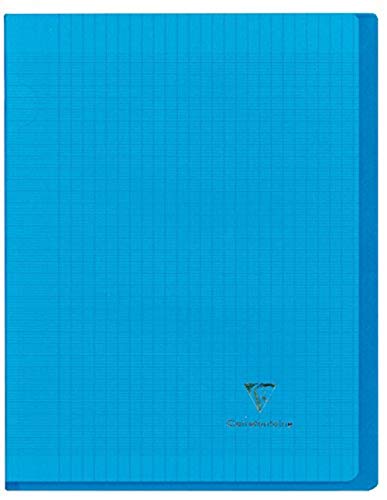 Clairefontaine 951402C - Schulheft / Kladde Koverbook 17x22 cm, 48 Blatt 90g, französische Lineatur, Einband aus transparentem Polypropylen, 2 Klarsichthüllen, robust, geheftet, Blau, 1 Stück von Clairefontaine