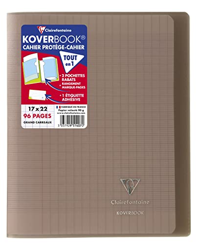 Clairefontaine 951407C - Packung mit 10 Heften Koverbook 17x22 cm, 48 Blatt Französische Lineatur, 90g, Einband PP, Grau, 1 Pack von Clairefontaine