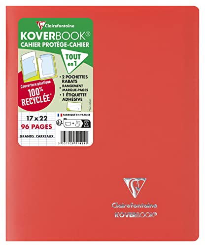 Clairefontaine 951414C - Packung mit 10 Heften Koverbook 17x22 cm, 48 Blatt Französische Lineatur, 90g, Einband PP, blickdicht, Rot, 1 Pack von Clairefontaine