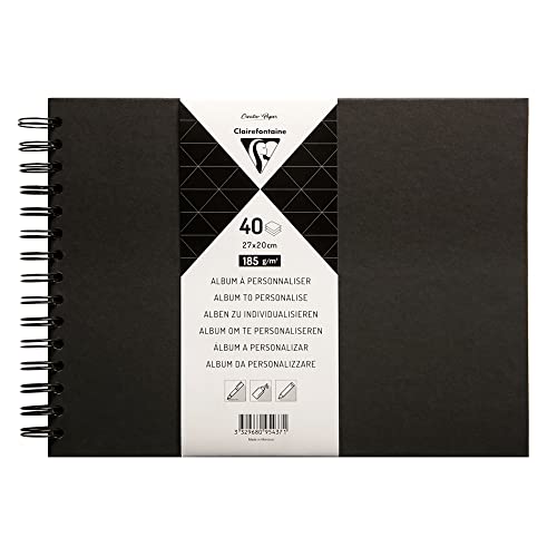 Clairefontaine 95437C - Album DIY zum Personalisieren, 40 Blatt schwarz 185g im Format 27x20 cm, fester Umschlag schwarz, Schwarz, 1 Stück von Clairefontaine