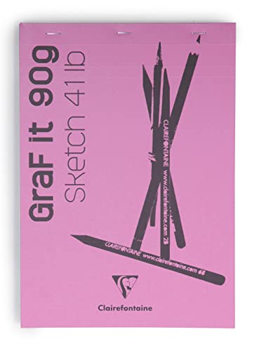 Clairefontaine 96671C - Packung mit 10 Skizzenblöcken GRAF IT, DIN A5 14,8x21cm, kopfseitig geheftet, 80 Blatt 90g, blanko, Rosa, 1 Pack von Clairefontaine