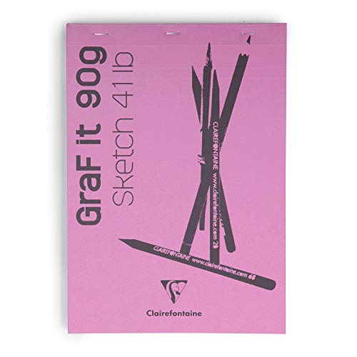 Clairefontaine 96671C Skizzenblock Graf it, DIN A5, 14,8x21 cm, 80 Blatt, 90g, blanko, geheftet, ideal für Trockentechniken, 1 Stück, Rosa von Clairefontaine