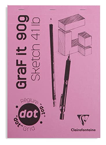 Clairefontaine 96692C - Packung mit 5 Skizzenblöcken GRAF IT, DIN A4 21x29,7 cm, kopfseitig geheftet, 80 Blatt 90g, DOT-Lineatur, Rosa, 1 Pack von Clairefontaine