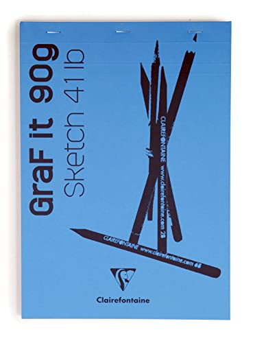 Clairefontaine 96731C - Bloc Agrafé GraF'it - 80 Feuilles Papier Dessin Croquis Uni - Feuilles Détachables - A6 10,5x14,8 cm 90g - Couverture Bleu Roi - Paquet de 5 Blöcken von Clairefontaine