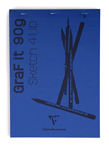 Clairefontaine 96732C - Packung mit 5 Skizzenblöcken GRAF IT, DIN A6 10,5x14,8cm, kopfseitig geheftet, 80 Blatt 90g, blanko, Marineblau, 1 Pack von Clairefontaine