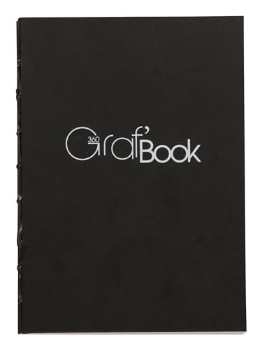 Clairefontaine 975800C Zeichenheft Graf’Book 360° (mit Fadenheftung, Hochformat, 10,8 x 14,8cm, 100g, säurefrei, pH neutral) 1 Stück, schwarz von Clairefontaine