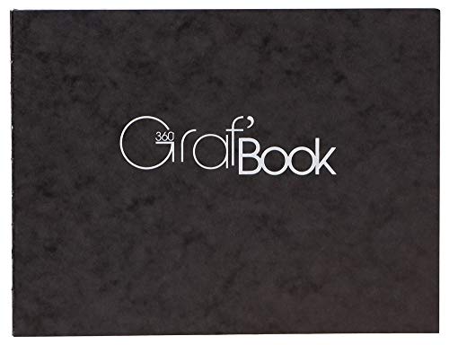 Clairefontaine 975804C Zeichenheft Graf’Book 360° (mit Fadenheftung, Querformat, 15,2 x 21cm, 100g, säurefrei, pH neutral) 1 Stück, schwarz von Clairefontaine