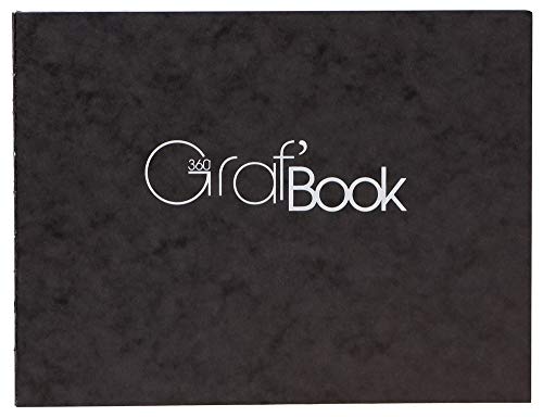 Clairefontaine 975805C Zeichenheft Graf’Book 360° (mit Fadenheftung, Querformat, 19 x 25cm, 100g, säurefrei, pH neutral) 1 Stück, schwarz von Clairefontaine