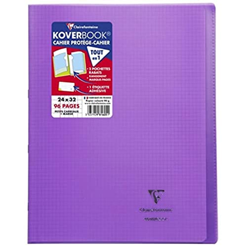 Clairefontaine 981606C - Packung mit 10 Heften Koverbook DIN A4+, 24x32cm, 48 Blatt kariert mit Rand, 90g, Einband PP, Orange, 1 Pack von Clairefontaine