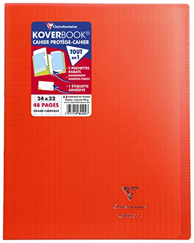 Clairefontaine 984404C - Packung mit 10 Heften Koverbook, DIN A4+, 24 x 32 cm, 24 Blatt, französische Lineatur, 90 g, Rot, 1 Pack von Clairefontaine
