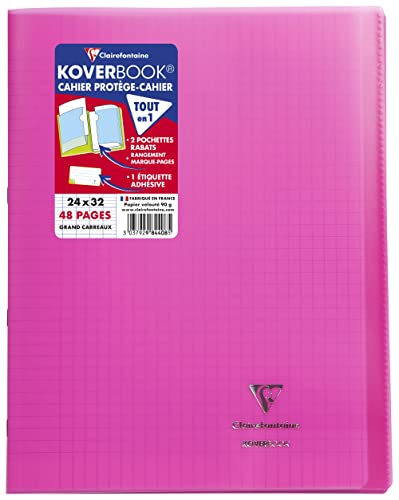 Clairefontaine 984408C - Packung mit 10 Heften Koverbook, DIN A4+, 24 x 32 cm, 24 Blatt, französische Lineatur, 90 g, Rosa, 1 Pack von Clairefontaine