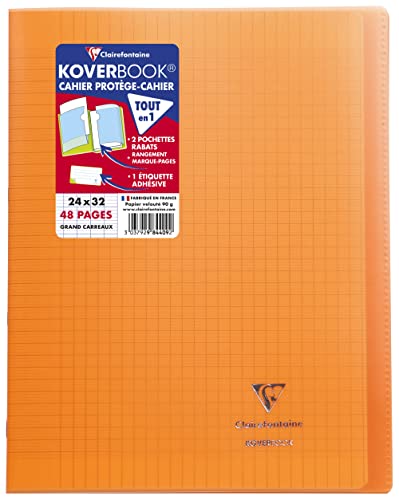 Clairefontaine 984409C - Packung mit 10 Heften Koverbook, DIN A4+, 24 x 32 cm, 24 Blatt, französische Lineatur, 90 g, Orange Transparent, 1 Pack von Clairefontaine