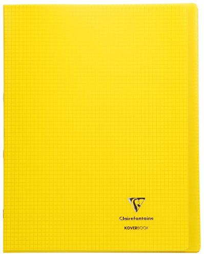 Clairefontaine 984606C - Notizbuch Koverbook, DIN A4+, 24x32 cm, 24 Blatt 90g, kariert 5/5 mit Rand, Einband aus transparentem Polypropylen, Gelb, 1 Stück von Clairefontaine