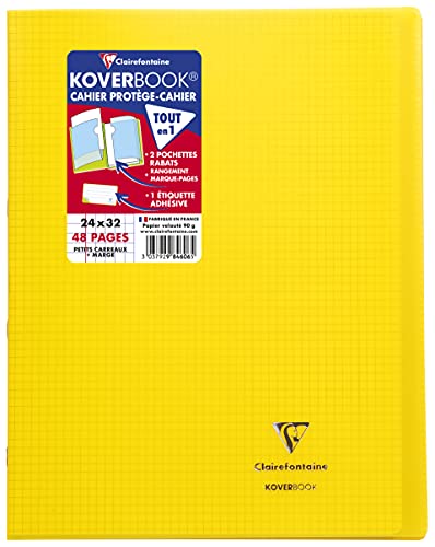 Clairefontaine 984606C - Packung mit 10 Heften Koverbook, DIN A4+, 24 x 32 cm, 24 Blatt, kariert, 90 g, Gelb, 1 Pack von Clairefontaine