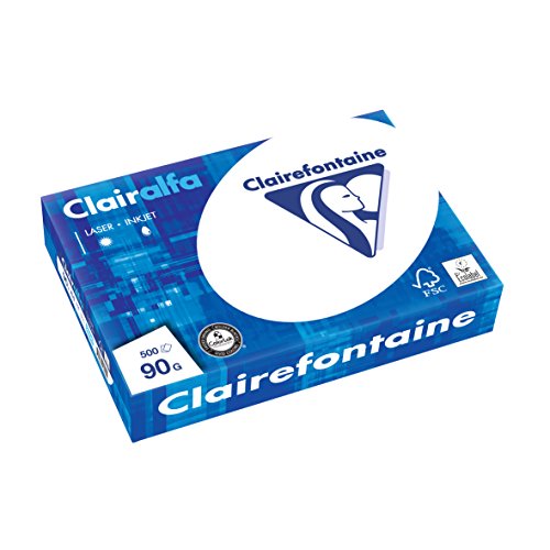 Clairefontaine Druckerpapier Clairalfa in Weiß / 5 x 500 Blatt in DIN A4 mit 90 Gramm / Blickdichtes Kopierpapier mit besonderer A-Qualität von Clairefontaine