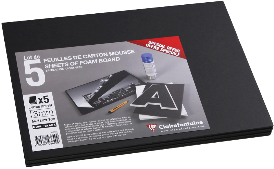 Clairefontaine Foam Board, 210 x 297 mm (A4), 3 mm, schwarz von Clairefontaine