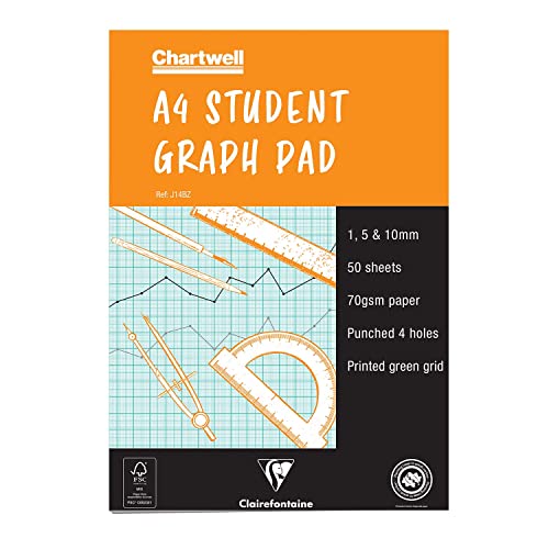 Clairefontaine J14BZ - Block Chartwell, geleimt, 50 Blatt DIN A4 21x29,7cm, 70g 1,5 & 10mm, ideal für die Zeichnung mit Graphitstift, Weiß/hellgrün, 1 Stück von Clairefontaine