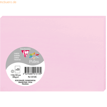 Clairefontaine Karte Pollen C6 210g VE=25 Stück bonbonrosa von Clairefontaine