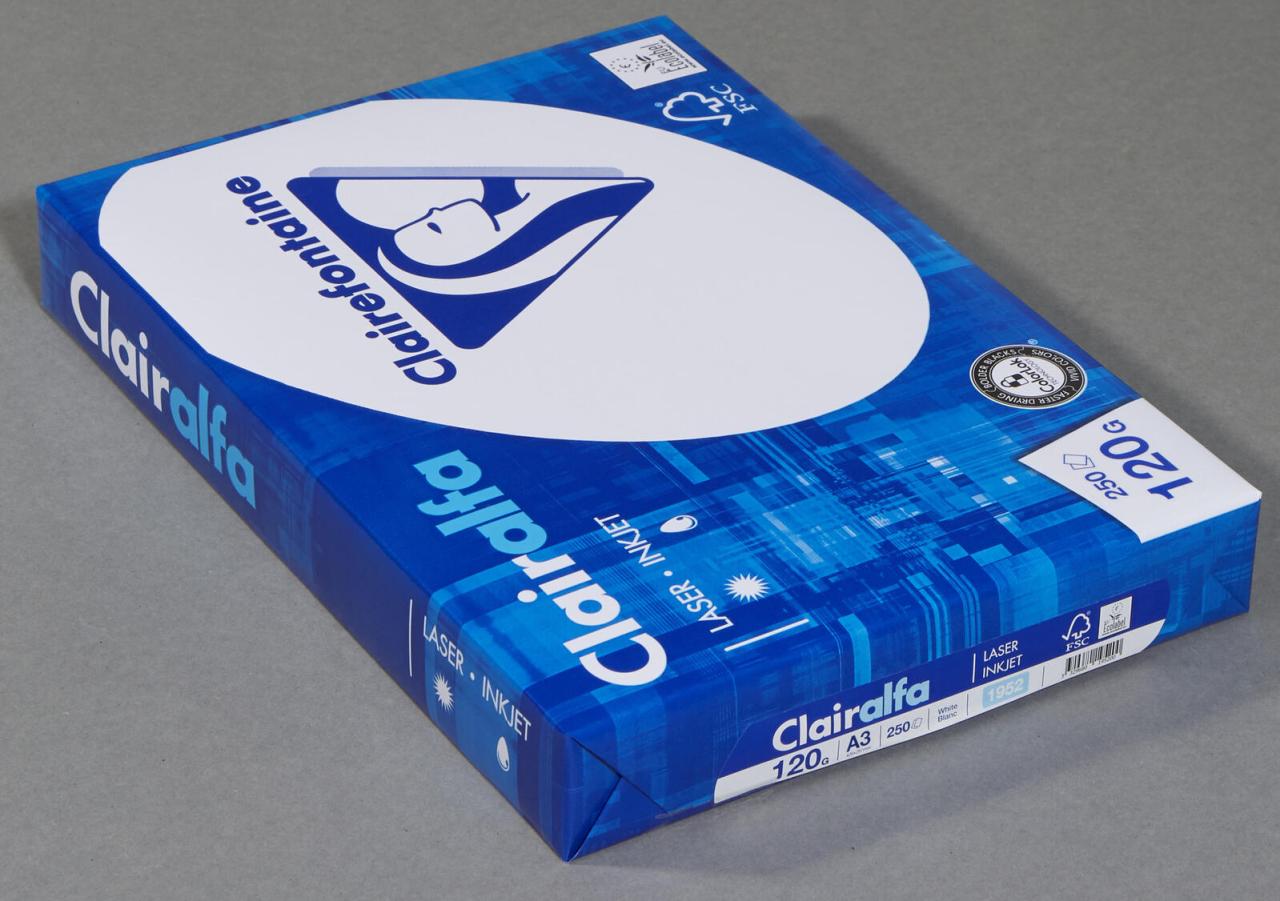 Clairefontaine Kopierpapier CF Clairalfa,A3,120g,250 Blatt DIN A3 120 g/m² von Clairefontaine