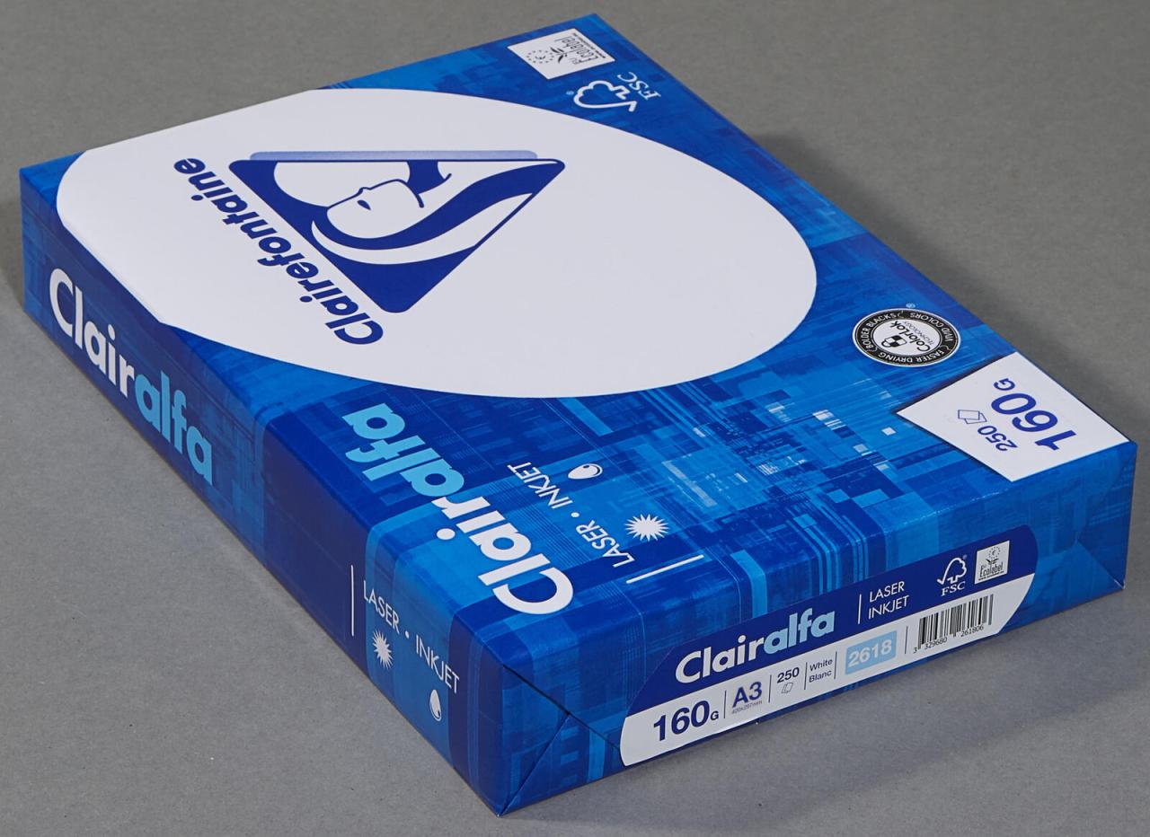 Clairefontaine Kopierpapier CF Clairalfa,A3,160g,250 Blatt DIN A3 160 g/m² von Clairefontaine