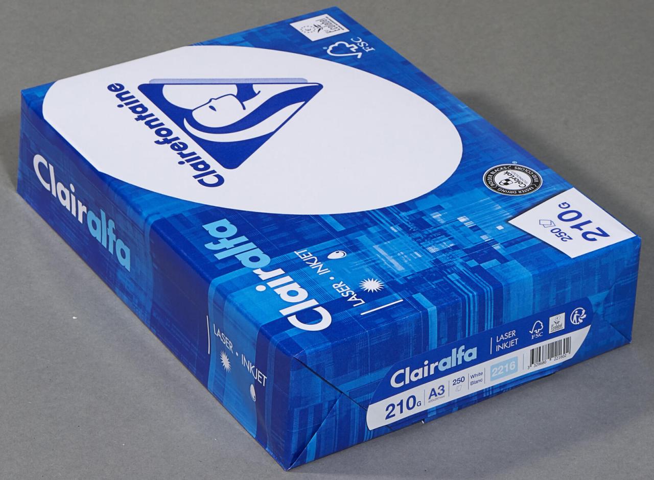 Clairefontaine Clairalfa Kopierpapier DIN A3 210 g/m² Clairefontaine Clairalfa Kopierpapier DIN A3 210 g/m² von Clairefontaine