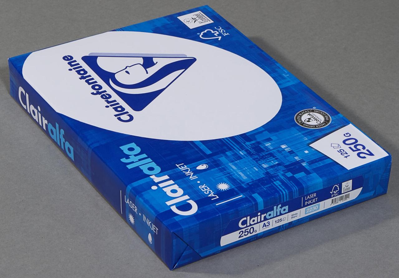 Clairefontaine Kopierpapier CF Clairalfa,A3,250g,125 Blatt DIN A3 250 g/m² von Clairefontaine