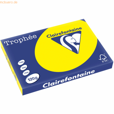 Clairefontaine Kopierpapier Trophee A3 120g/qm VE=250 Blatt kanarienge von Clairefontaine