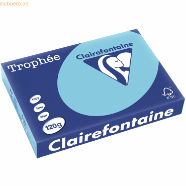 5 x Clairefontaine Kopierpapier Trophee A4 120g/qm VE=250 Blatt blau von Clairefontaine