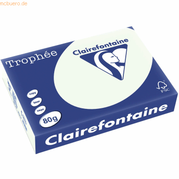 5 x Clairefontaine Kopierpapier Trophee A4 80g/qm VE=500 Blatt blaßgrü von Clairefontaine