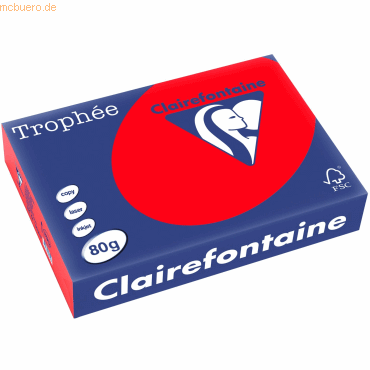 Clairefontaine Kopierpapier Trophee A4 80g/qm VE=500 Blatt korallenrot von Clairefontaine